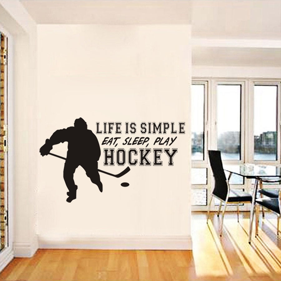 Eat Sleep Play Hockey Wall Stickers Decorative Mural SKU# WAL0005